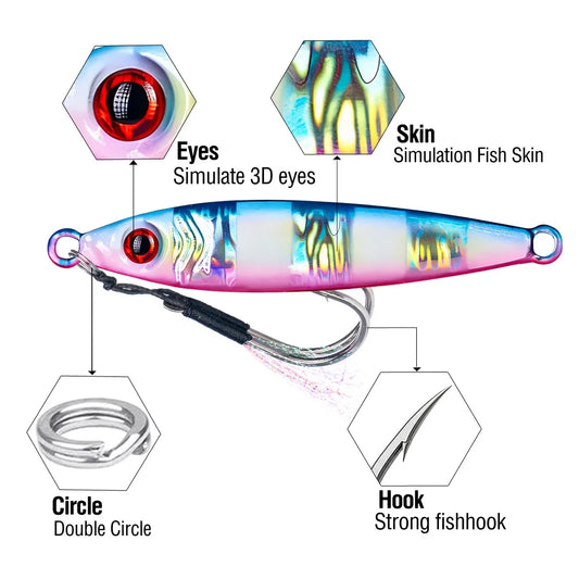 LHFSH Metal Fishing Lure 7g 15g 20g 100g Shore Cast Hook Swimbait Spoon Jig Artificial Bait Laser Cover Pike Trout Pesca Tackle