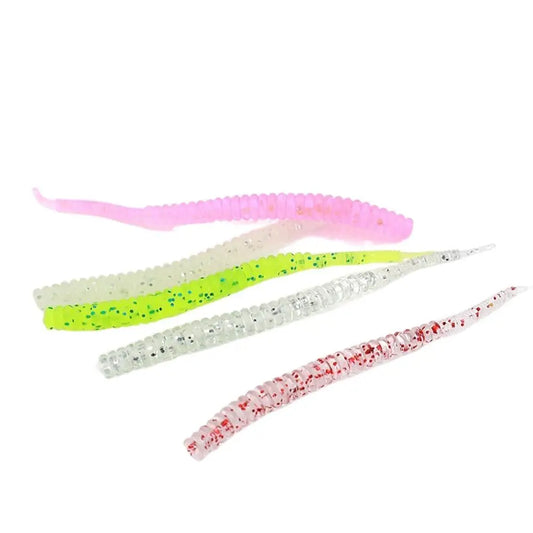 20Pcs Soft Silicone Shearable Worm Lures Small Artificial Fishing Bait 50mm, 60mm