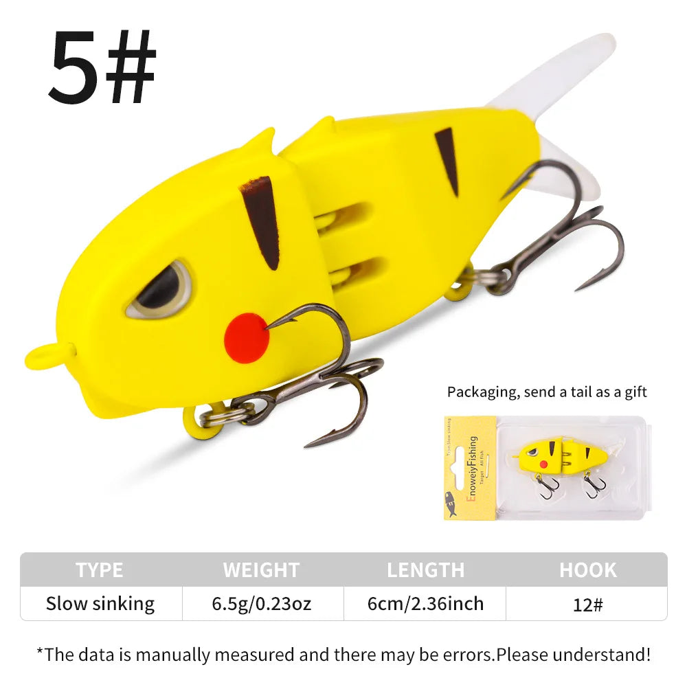 Fishing Lure Slow Sinking Swimbait 2 Joints Bait 60mm 6.5g 3D Eyes PVC Material for Bass Trout Predator Lure Pesca