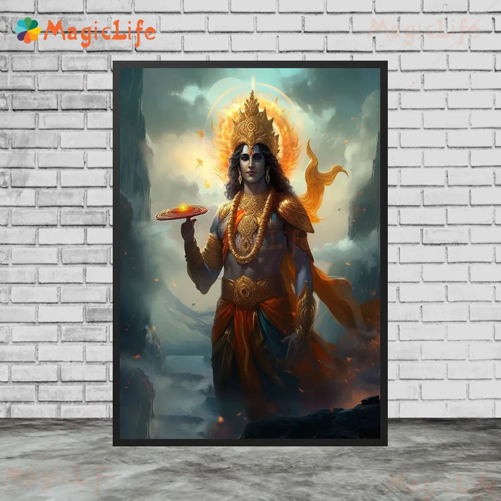 Indian Religion Shiva God Posters Wall Pictures For Living Room Cartoon Poster Home Decor Wall Art Canvas Painting Unframed