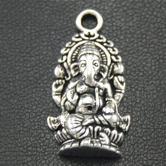 10pcs Silver Color Ganesh Pendant DIY Necklace Bracelet Bangle Findings 27X14mm A1777