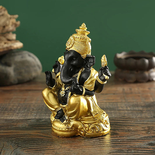 Elephant Statue Hindu Elephant God Statue Lord Ganesha Figurine Elephant God Sculpture Tabletop Decoration Ornament