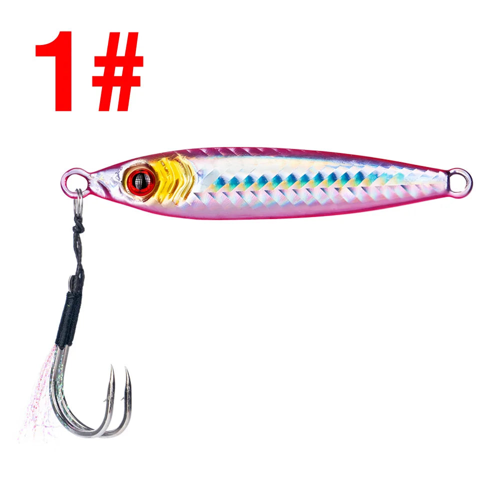 LHFSH Metal Fishing Lure 7g 15g 20g 100g Shore Cast Hook Swimbait Spoon Jig Artificial Bait Laser Cover Pike Trout Pesca Tackle