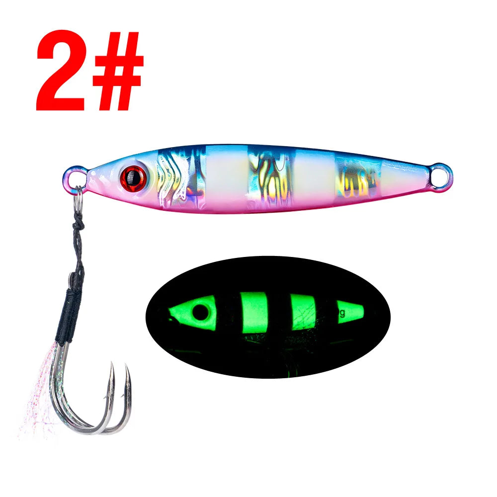 LHFSH Metal Fishing Lure 7g 15g 20g 100g Shore Cast Hook Swimbait Spoon Jig Artificial Bait Laser Cover Pike Trout Pesca Tackle