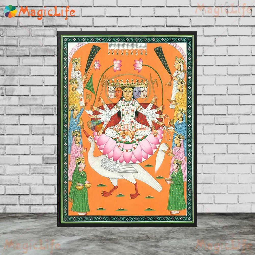 Goddess Lakshmi Ganga Indian Religion Poster Wall Pictures For Living Room Wall Art Canvas Painting Home Decor Unframed