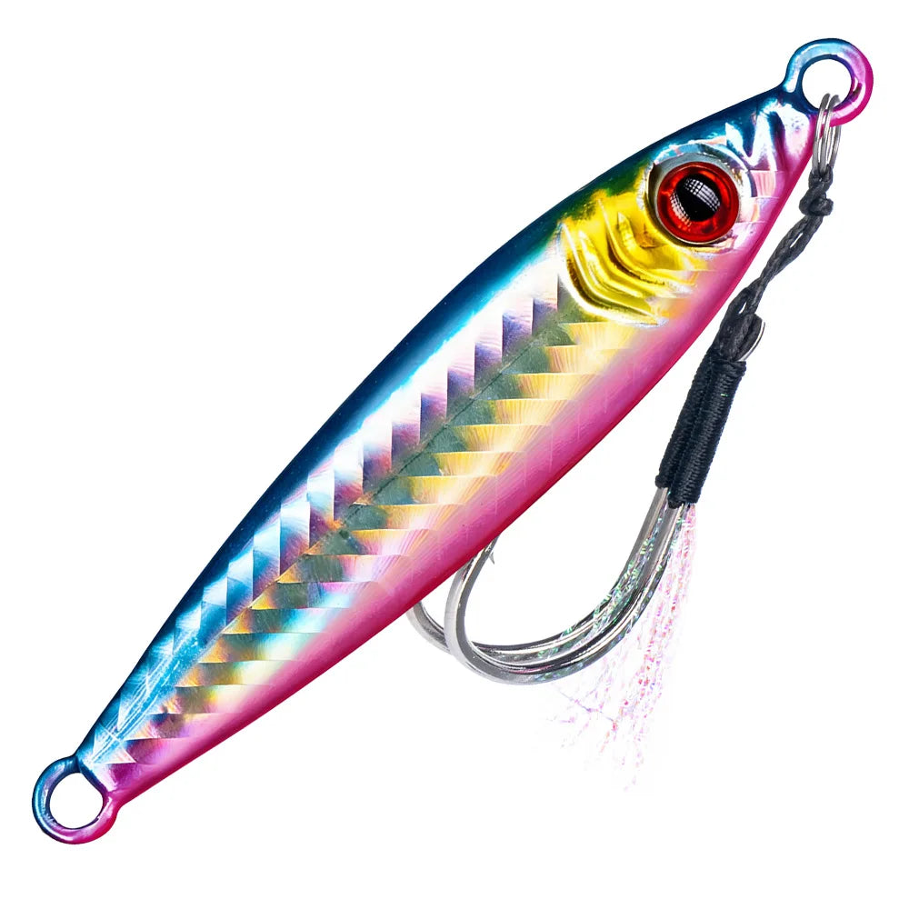 LHFSH Metal Fishing Lure 7g 15g 20g 100g Shore Cast Hook Swimbait Spoon Jig Artificial Bait Laser Cover Pike Trout Pesca Tackle