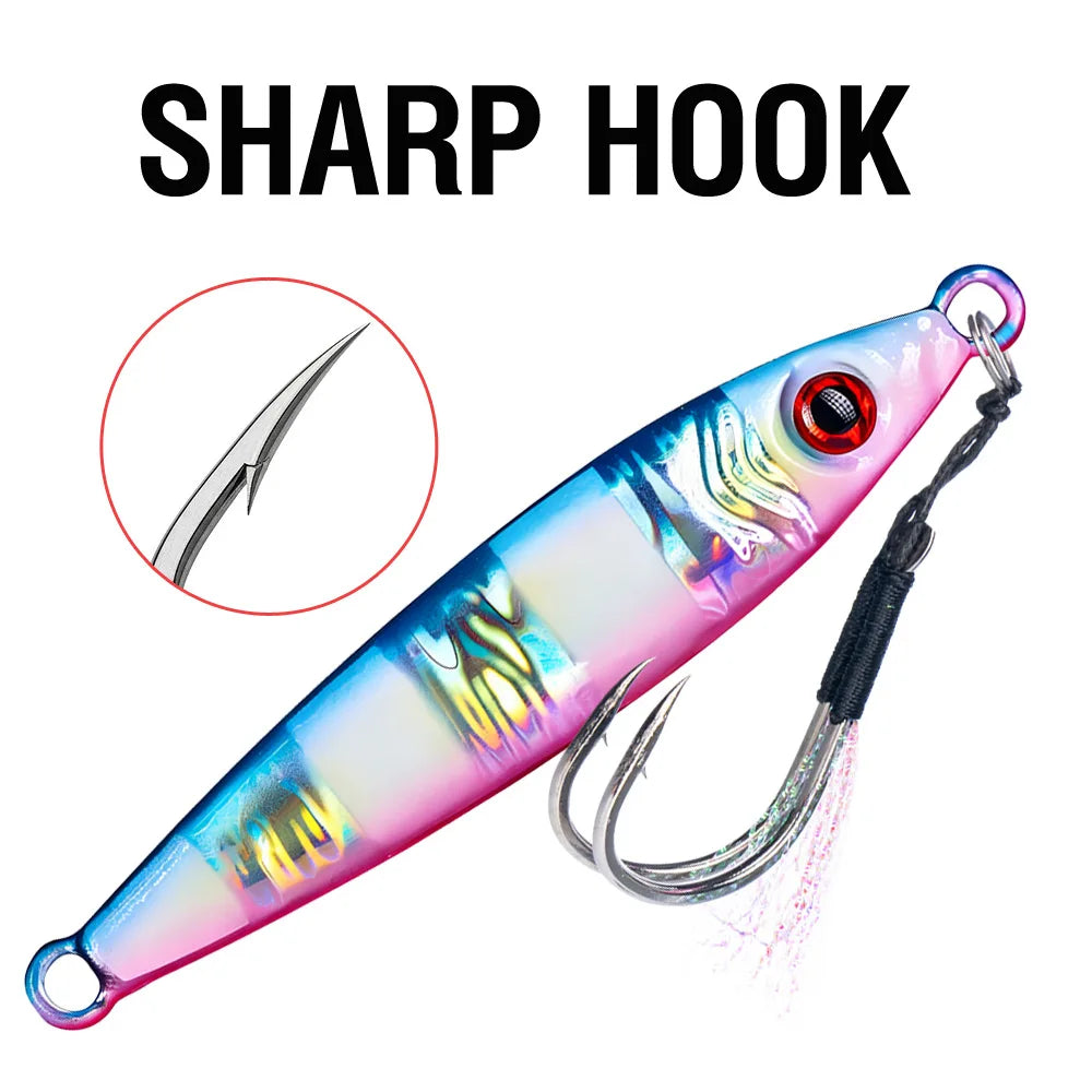 LHFSH Metal Fishing Lure 7g 15g 20g 100g Shore Cast Hook Swimbait Spoon Jig Artificial Bait Laser Cover Pike Trout Pesca Tackle
