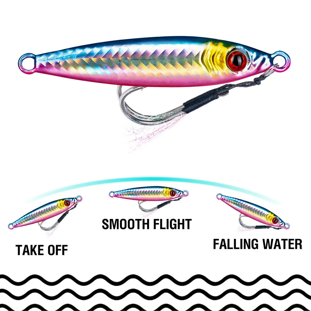 LHFSH Metal Fishing Lure 7g 15g 20g 100g Shore Cast Hook Swimbait Spoon Jig Artificial Bait Laser Cover Pike Trout Pesca Tackle