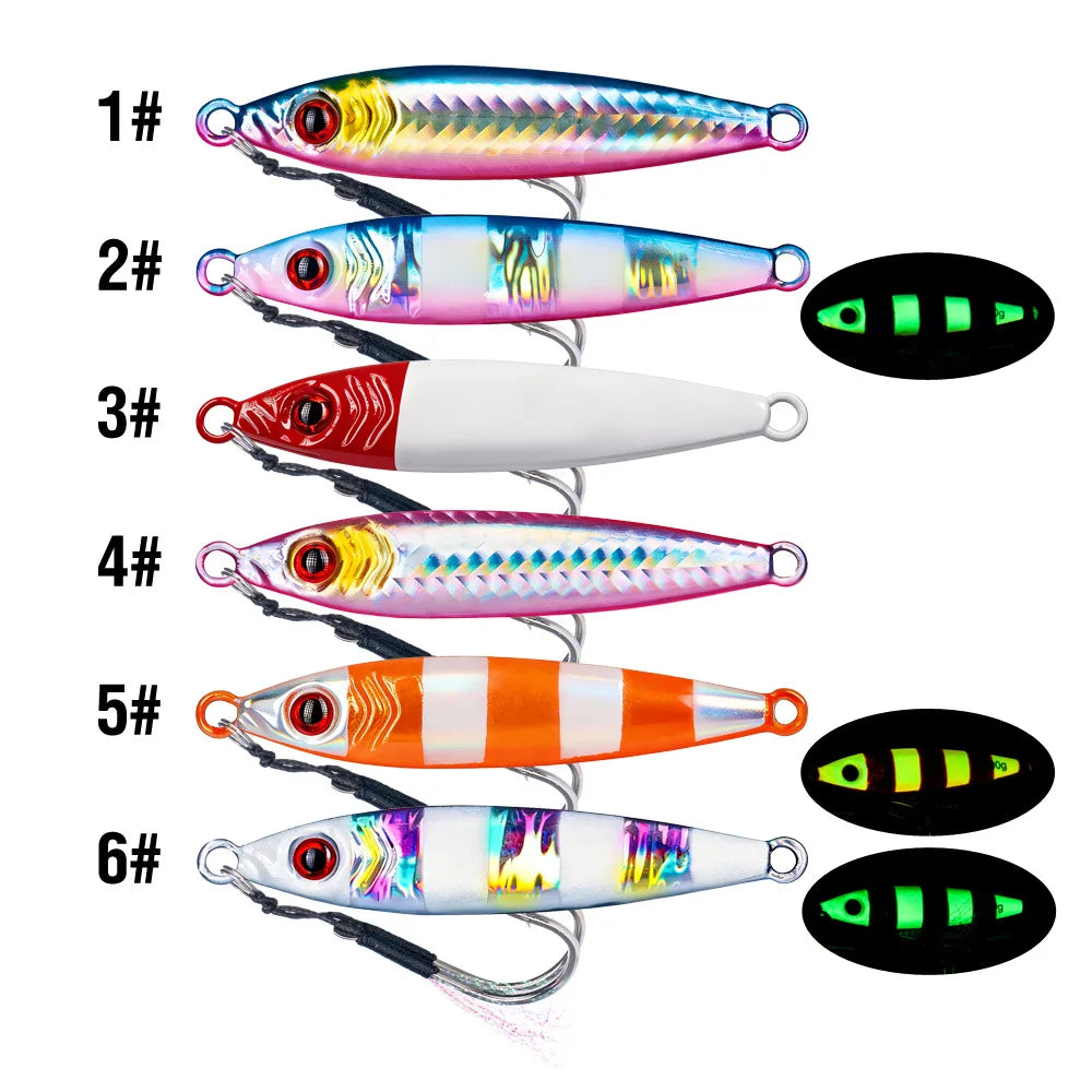 LHFSH Metal Fishing Lure 7g 15g 20g 100g Shore Cast Hook Swimbait Spoon Jig Artificial Bait Laser Cover Pike Trout Pesca Tackle