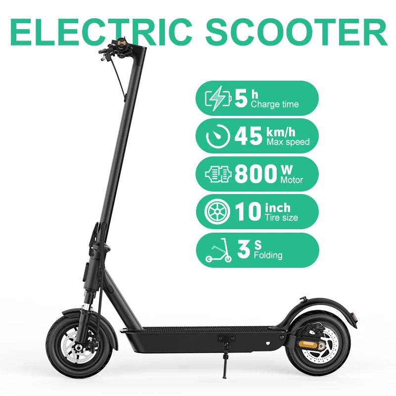 Mankeel 800W Scooter Electric 45KM Long Range 48V 10.4Ah Double Shock Absorption Smart APP 10 inch Folding Escooter