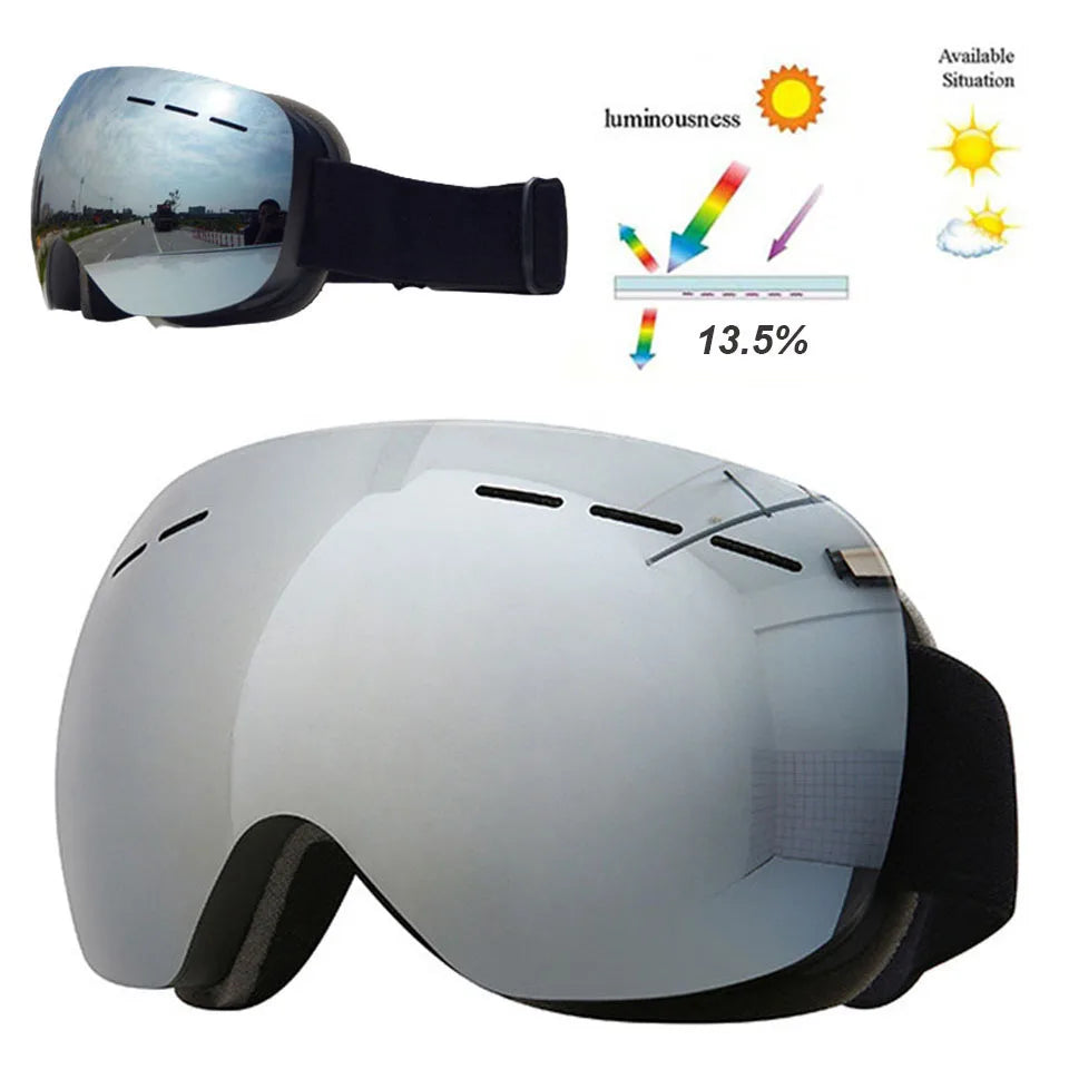 GOBYGO New Skiing Eyewear Cycling Sunglasses Men Women Ski Goggles UV400 Anti-fog Big Ski Mask Glasses Snow Snowboard Polarized