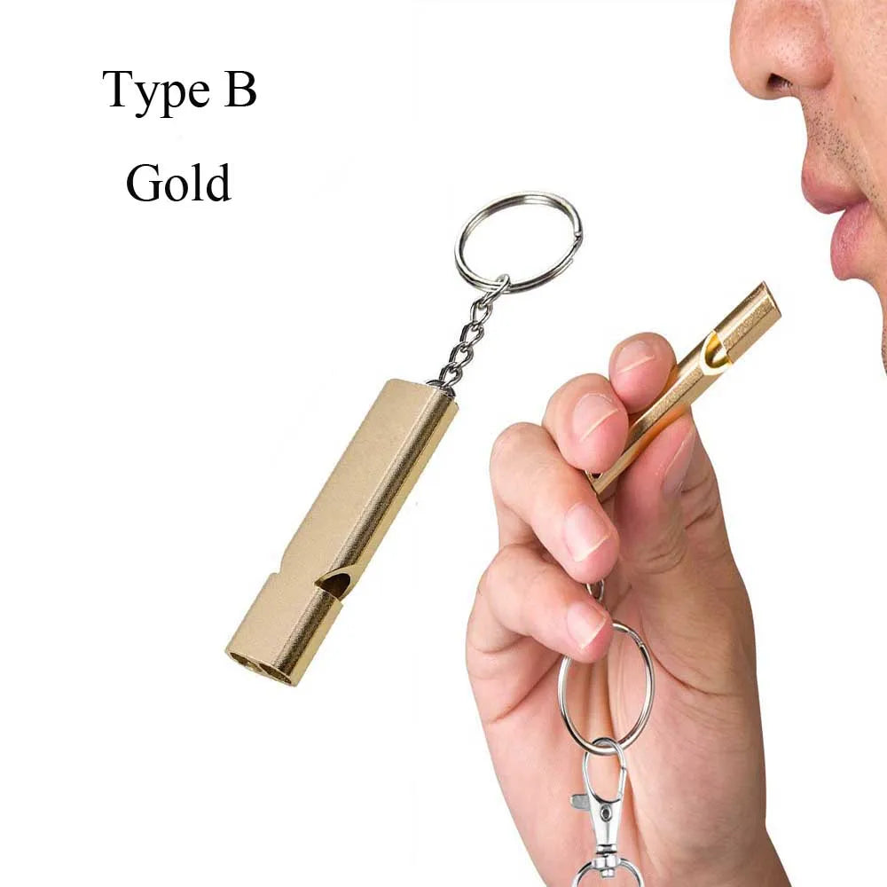 Outdoor EDC Survival Whistle High Decibel Double Pipe Whistle Stainless Steel Alloy Keychain Cheerleading Emergency Multi Tool