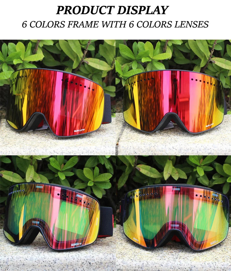 Ski Goggles with Magnetic Double Layer polarized Lens Skiing Anti-fog UV400 Snowboard Goggles Men Women Ski Glasses Eyewear case