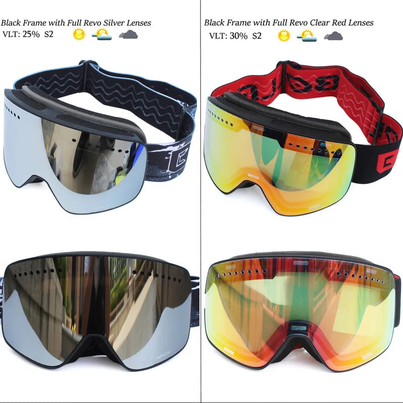 Ski Goggles with Magnetic Double Layer polarized Lens Skiing Anti-fog UV400 Snowboard Goggles Men Women Ski Glasses Eyewear case