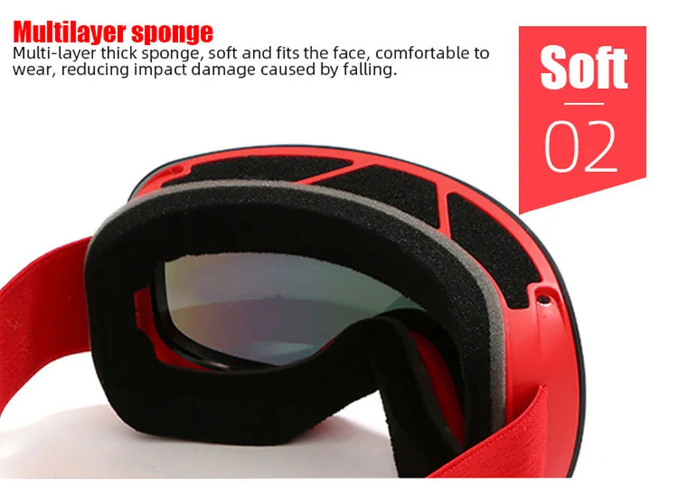 GOBYGO New Skiing Eyewear Cycling Sunglasses Men Women Ski Goggles UV400 Anti-fog Big Ski Mask Glasses Snow Snowboard Polarized