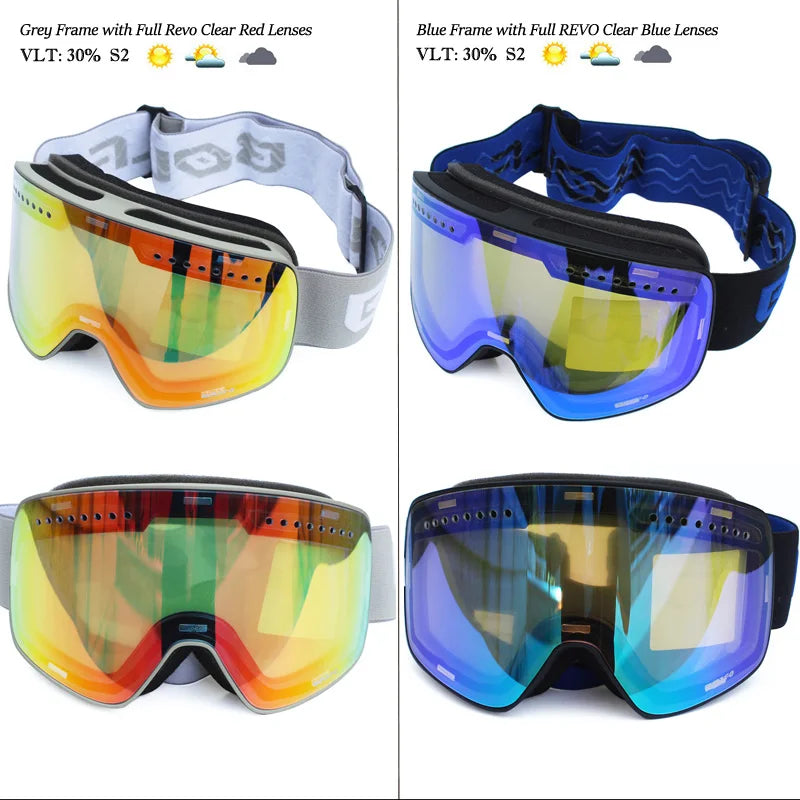 Ski Goggles with Magnetic Double Layer polarized Lens Skiing Anti-fog UV400 Snowboard Goggles Men Women Ski Glasses Eyewear case