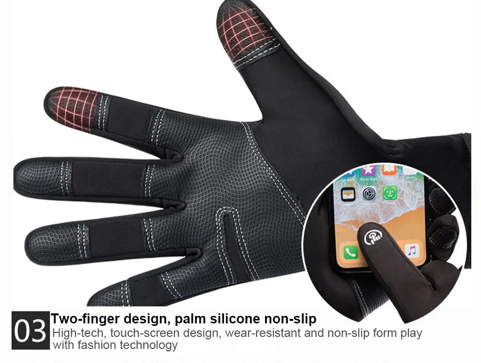 Cold-proof Ski Gloves Waterproof Winter Gloves Cycling Fluff Warm Gloves For Touchscreen Cold Weather Windproof Anti Slip