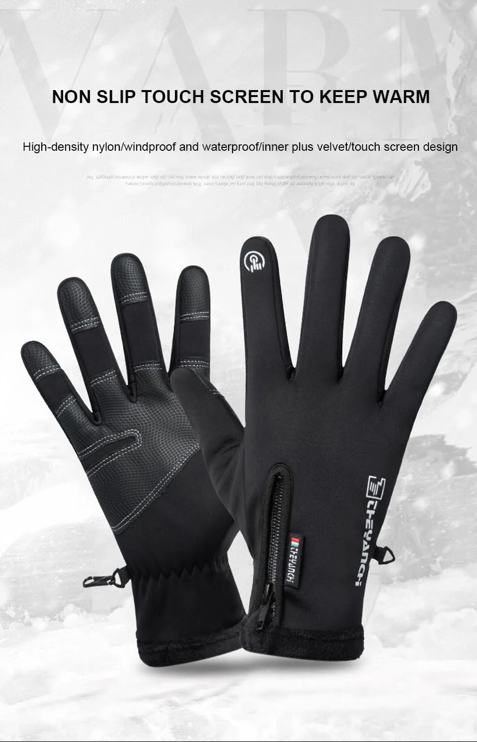 Cold-proof Ski Gloves Waterproof Winter Gloves Cycling Fluff Warm Gloves For Touchscreen Cold Weather Windproof Anti Slip
