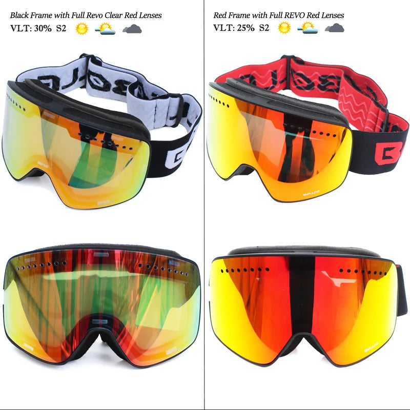 Ski Goggles with Magnetic Double Layer polarized Lens Skiing Anti-fog UV400 Snowboard Goggles Men Women Ski Glasses Eyewear case