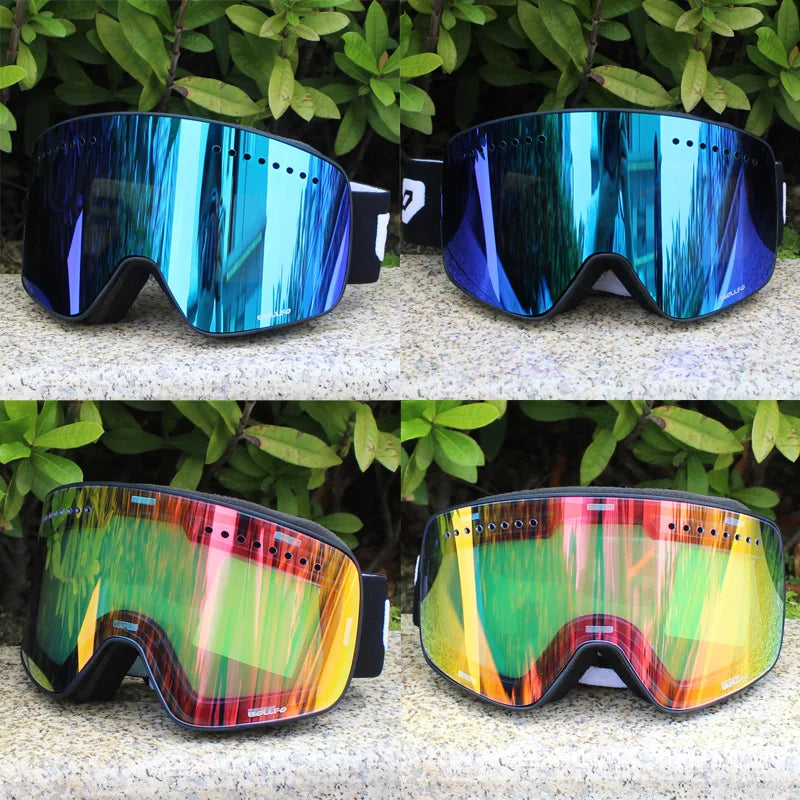 Ski Goggles with Magnetic Double Layer polarized Lens Skiing Anti-fog UV400 Snowboard Goggles Men Women Ski Glasses Eyewear case