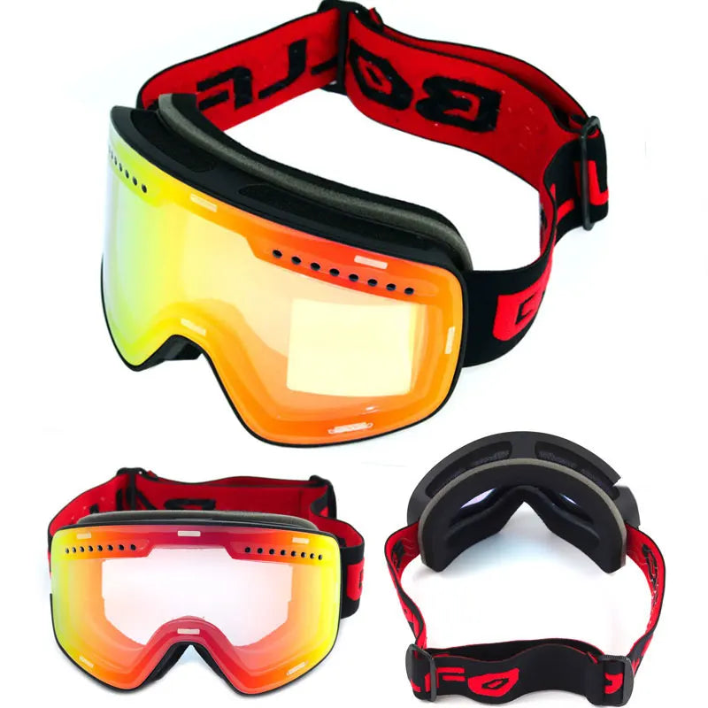 Ski Goggles with Magnetic Double Layer polarized Lens Skiing Anti-fog UV400 Snowboard Goggles Men Women Ski Glasses Eyewear case