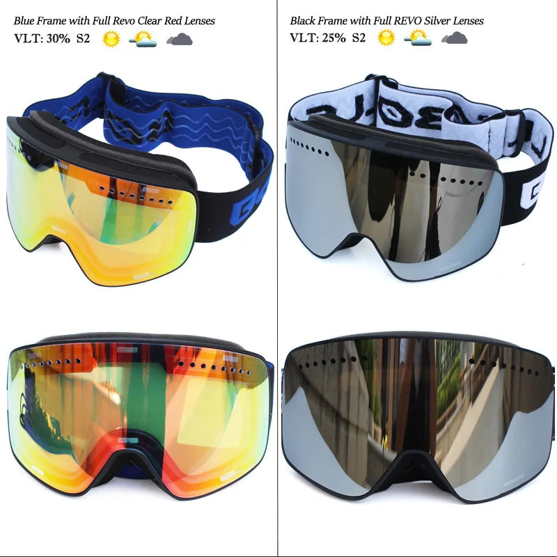 Ski Goggles with Magnetic Double Layer polarized Lens Skiing Anti-fog UV400 Snowboard Goggles Men Women Ski Glasses Eyewear case
