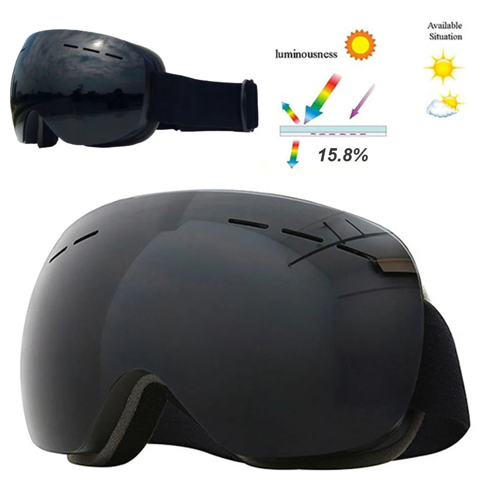 GOBYGO New Skiing Eyewear Cycling Sunglasses Men Women Ski Goggles UV400 Anti-fog Big Ski Mask Glasses Snow Snowboard Polarized