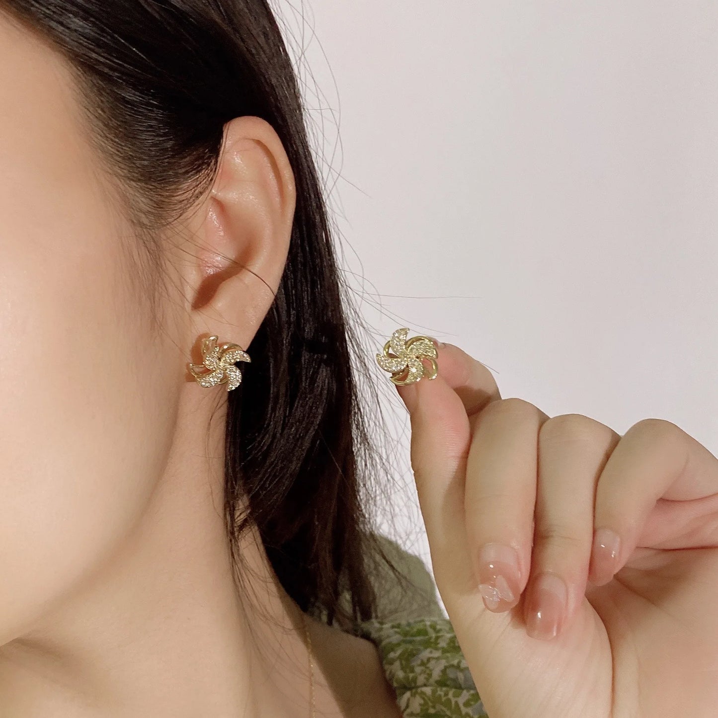 Trendy New Korean Cute Rotating Windmill Drop Earrings For Women Charm Romantic Luxury Zirconia Geometric Earrings Jewelry Gifts