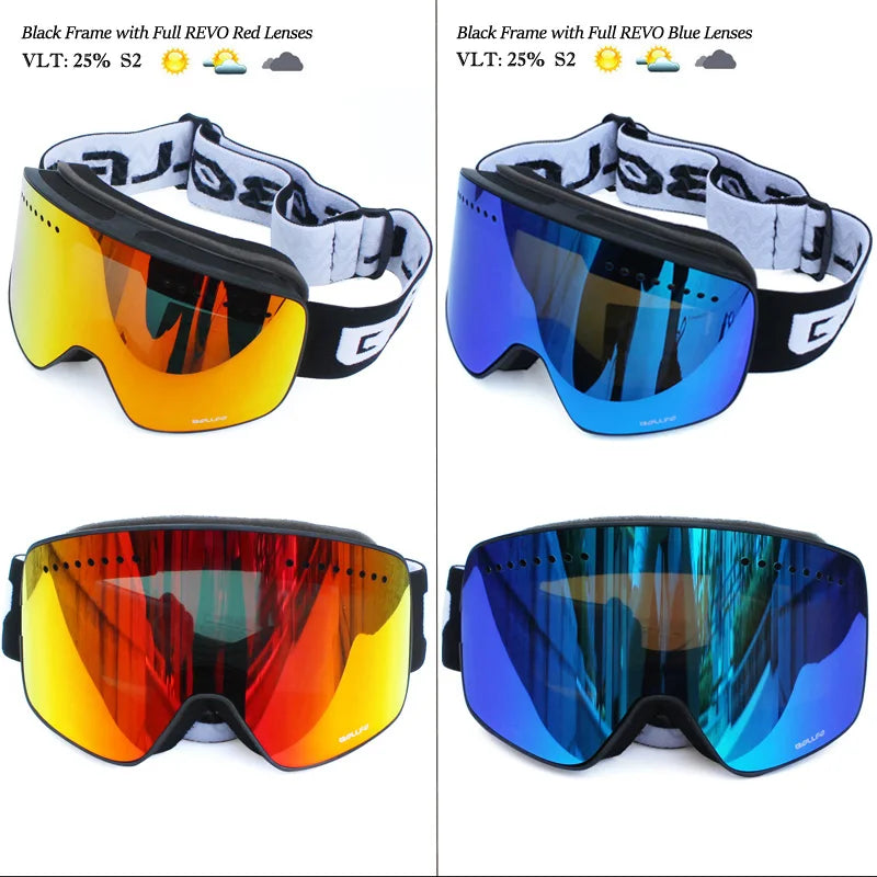 Ski Goggles with Magnetic Double Layer polarized Lens Skiing Anti-fog UV400 Snowboard Goggles Men Women Ski Glasses Eyewear case