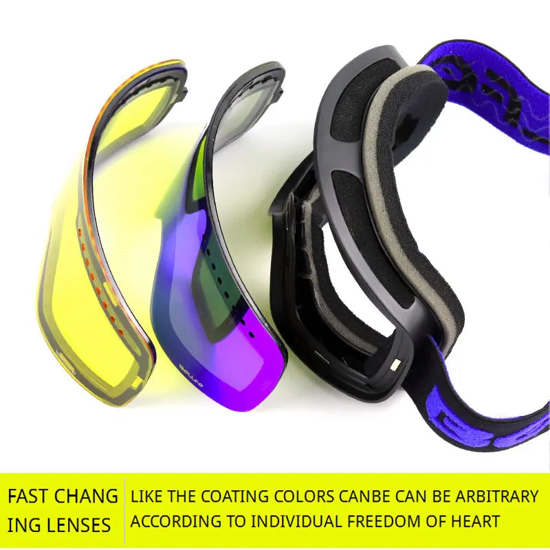 Ski Goggles with Magnetic Double Layer polarized Lens Skiing Anti-fog UV400 Snowboard Goggles Men Women Ski Glasses Eyewear case