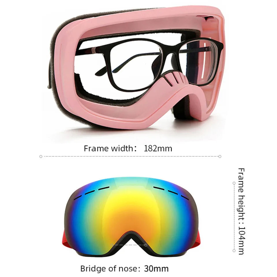 GOBYGO New Skiing Eyewear Cycling Sunglasses Men Women Ski Goggles UV400 Anti-fog Big Ski Mask Glasses Snow Snowboard Polarized