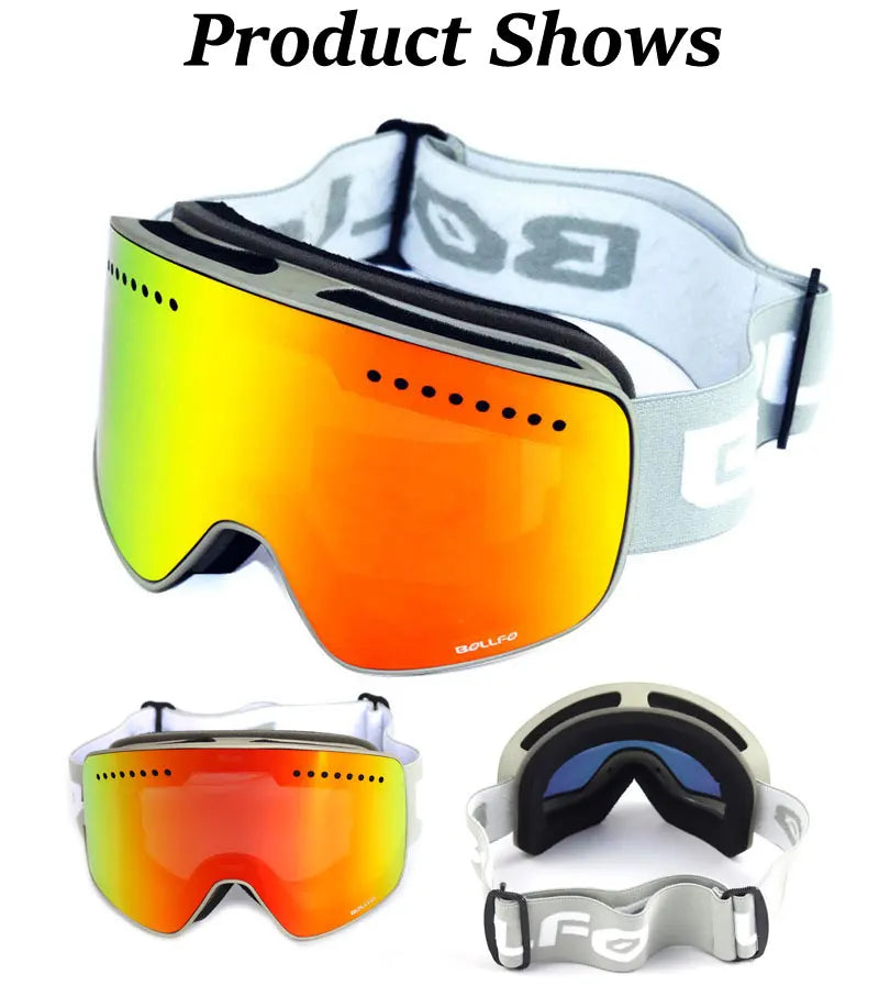 Ski Goggles with Magnetic Double Layer polarized Lens Skiing Anti-fog UV400 Snowboard Goggles Men Women Ski Glasses Eyewear case