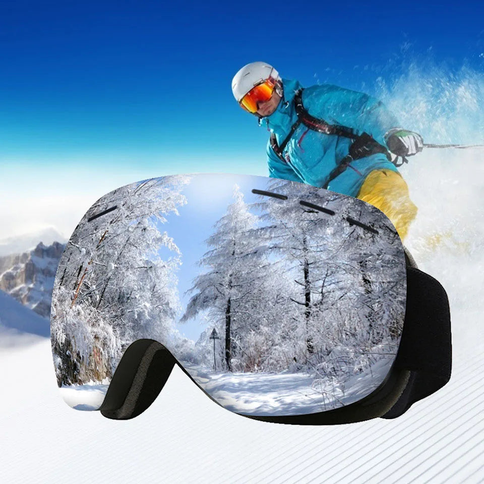 GOBYGO New Skiing Eyewear Cycling Sunglasses Men Women Ski Goggles UV400 Anti-fog Big Ski Mask Glasses Snow Snowboard Polarized