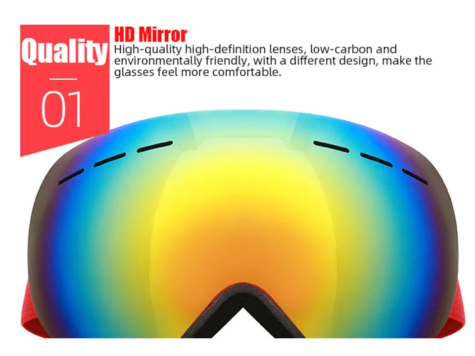 GOBYGO New Skiing Eyewear Cycling Sunglasses Men Women Ski Goggles UV400 Anti-fog Big Ski Mask Glasses Snow Snowboard Polarized