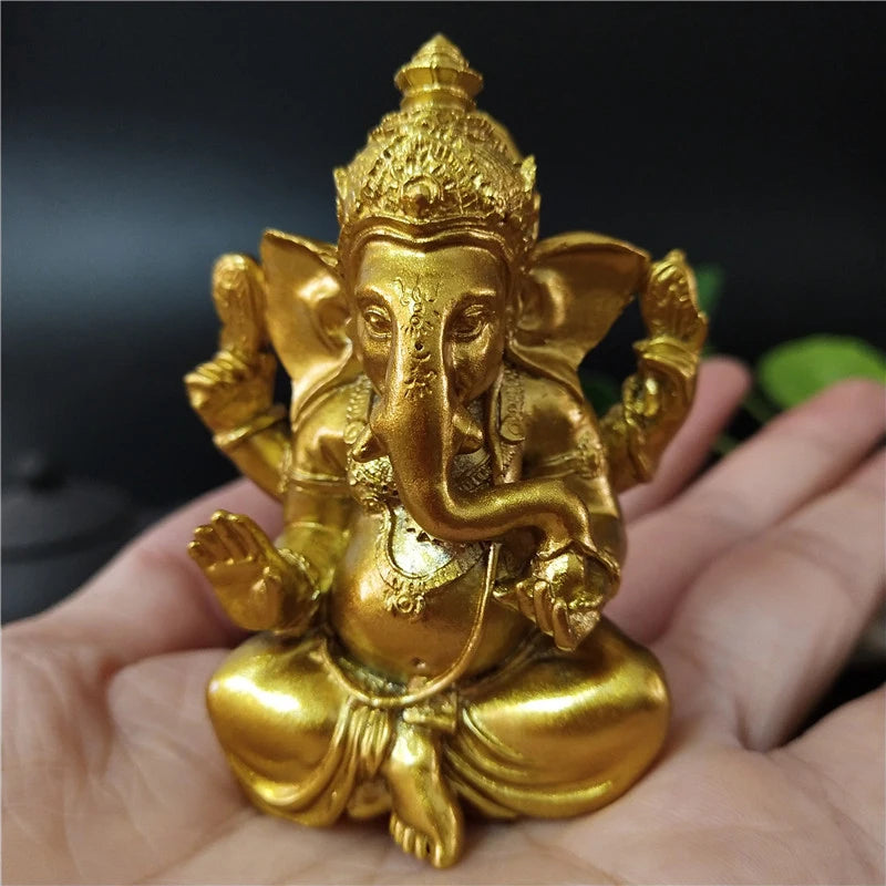 Ganesha Buddha Statue House Garden Decoration Indian Gold Elephant God Ganesh Sculpture Figurines Home Decor Buddha Statues