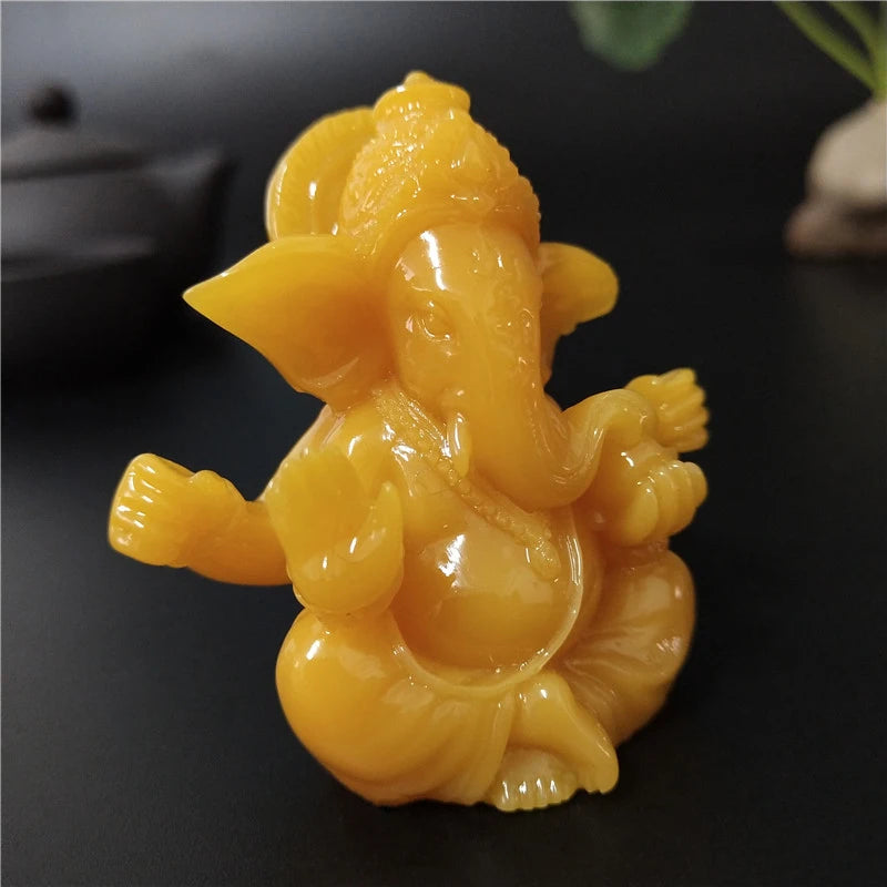 Gold Lord Ganesha Buddha Statue Elephant God Sculptures Ganesh Figurines Man-made Stone Home Garden Buddha Decoration Statues