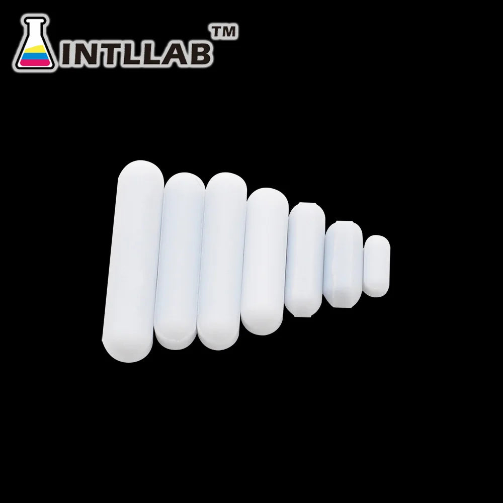 INTLLAB Mixed Size Stir bar PTFE Magnetic Stirrer Mixer Stir Bars 7pc  Durable Build, Ideal for Student Labs, Portable Packaging