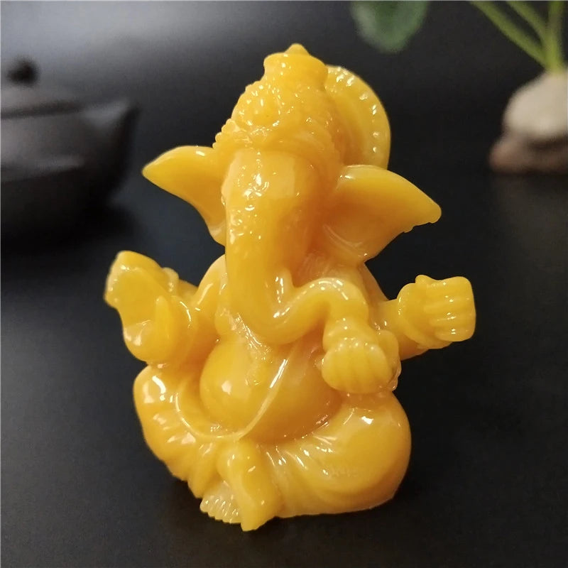 Gold Lord Ganesha Buddha Statue Elephant God Sculptures Ganesh Figurines Man-made Stone Home Garden Buddha Decoration Statues