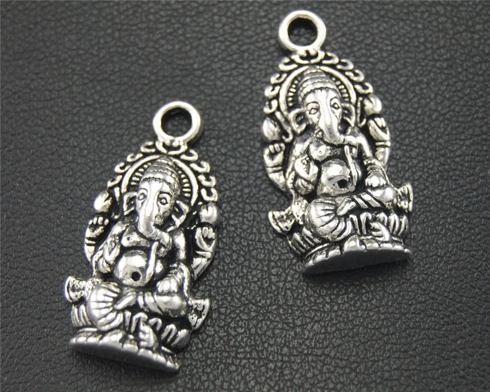 10pcs  Silver Color Ganesh Pendant DIY Necklace Bracelet Bangle Findings 27X14mm A1777