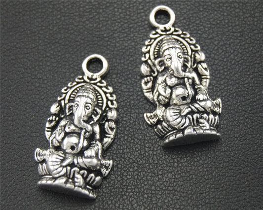 10pcs  Silver Color Ganesh Pendant DIY Necklace Bracelet Bangle Findings 27X14mm A1777