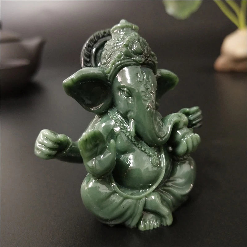 Gold Lord Ganesha Buddha Statue Elephant God Sculptures Ganesh Figurines Man-made Stone Home Garden Buddha Decoration Statues