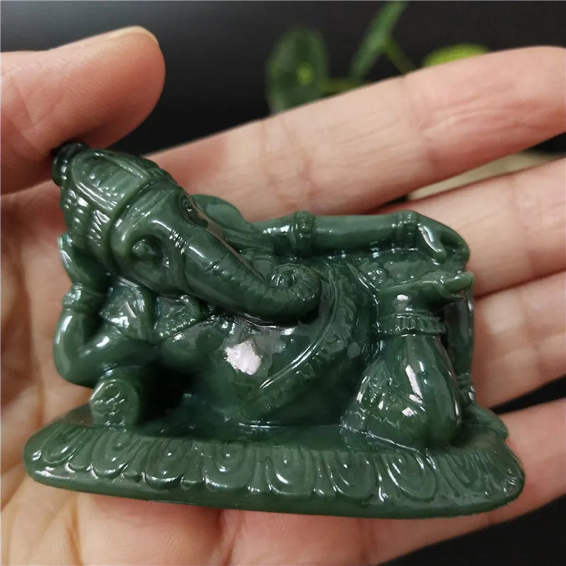 Golden Lying Ganesha Buddha Statue Elephant God Sculpture Ganesh Figurines Man-made Stone Home Garden Decoration Buddha Statues