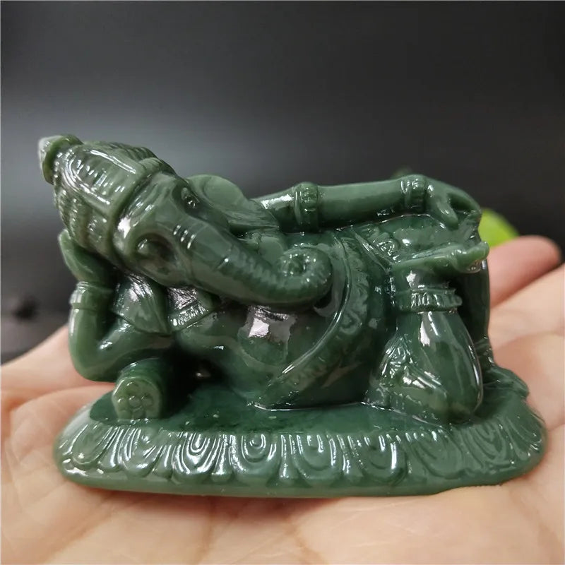 Golden Lying Ganesha Buddha Statue Elephant God Sculpture Ganesh Figurines Man-made Stone Home Garden Decoration Buddha Statues