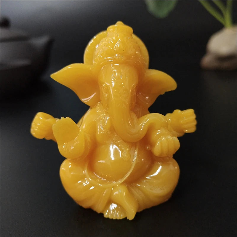 Gold Lord Ganesha Buddha Statue Elephant God Sculptures Ganesh Figurines Man-made Stone Home Garden Buddha Decoration Statues