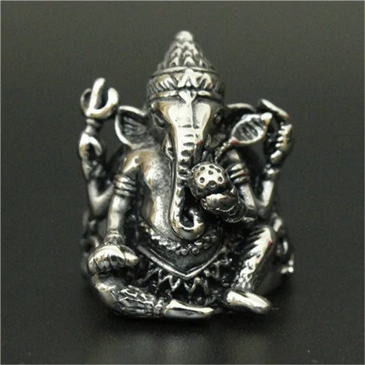 1pc New Arrival Cool Ganesh Ring 316L Stainless Steel Man Boy Fashion Hot Band Party Ganesh Ring