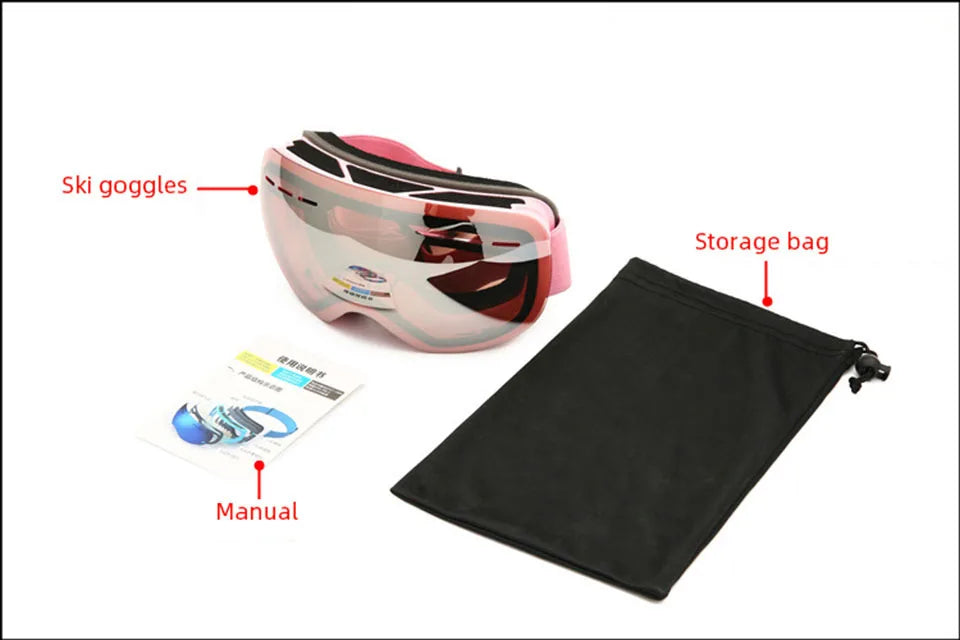 GOBYGO New Skiing Eyewear Cycling Sunglasses Men Women Ski Goggles UV400 Anti-fog Big Ski Mask Glasses Snow Snowboard Polarized