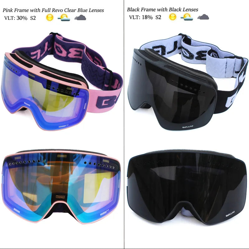 Ski Goggles with Magnetic Double Layer polarized Lens Skiing Anti-fog UV400 Snowboard Goggles Men Women Ski Glasses Eyewear case