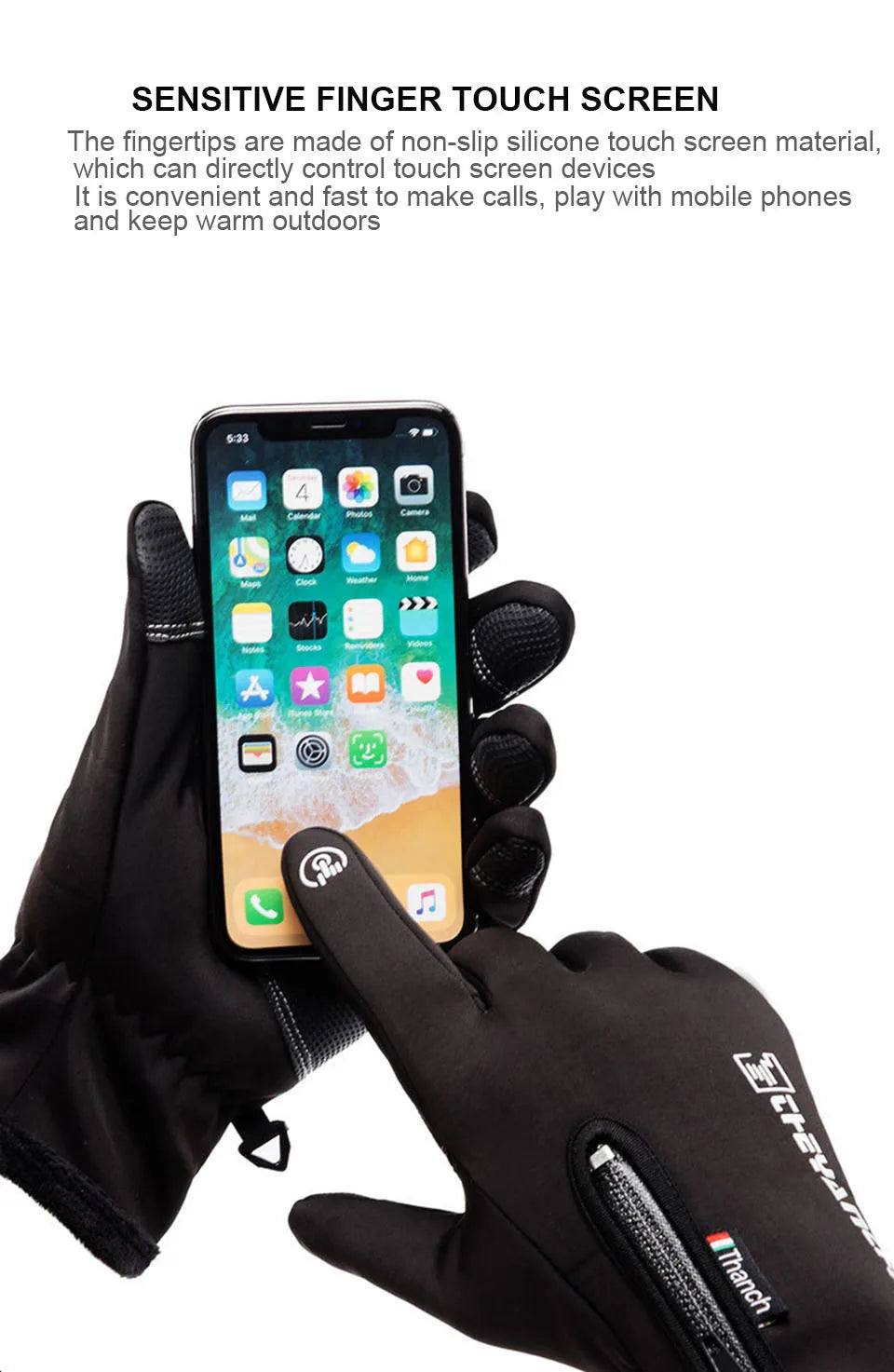 Cold-proof Ski Gloves Waterproof Winter Gloves Cycling Fluff Warm Gloves For Touchscreen Cold Weather Windproof Anti Slip