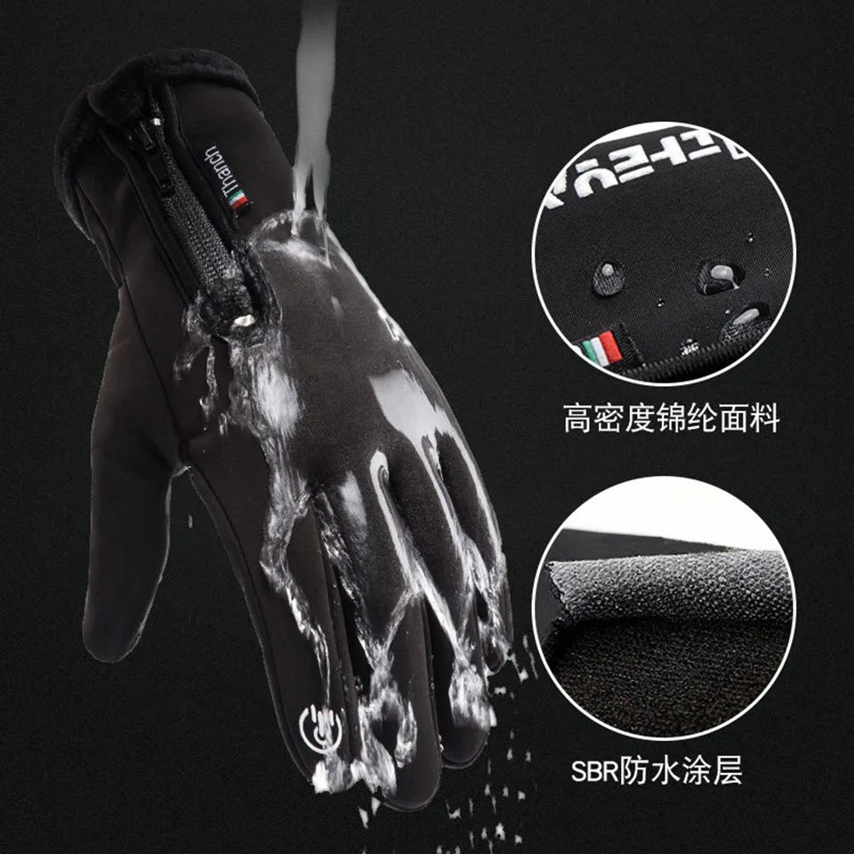 Cold-proof Ski Gloves Waterproof Winter Gloves Cycling Fluff Warm Gloves For Touchscreen Cold Weather Windproof Anti Slip