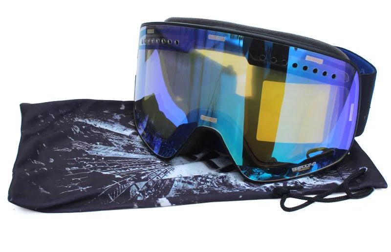 Ski Goggles with Magnetic Double Layer polarized Lens Skiing Anti-fog UV400 Snowboard Goggles Men Women Ski Glasses Eyewear case